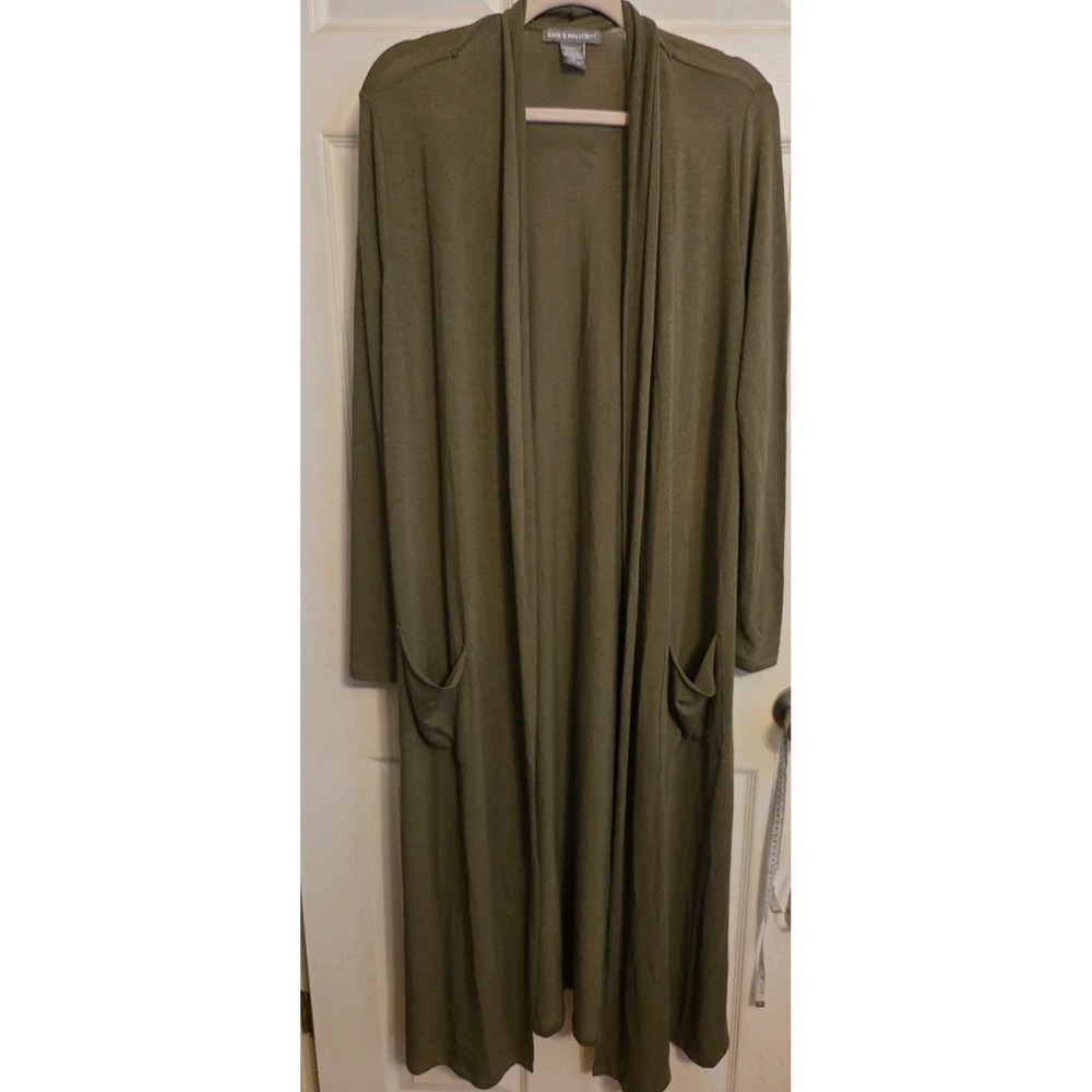 Kate & Mallory Green Open Front Cardigan Size M Duster Style